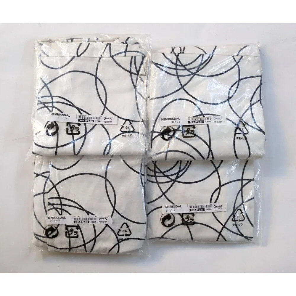 Set of 4 IKEA Henriksdal Chair Covers Slipcovers Abstract Black White Pattern‎